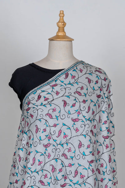 Noor-e-Chashm – Merino Wool Shawl with Hand-Embroidered Sozni Elegance