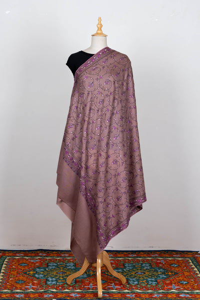 Fiza-e-Gul – Sozni Hand-Embroidered Merino Wool Shawl