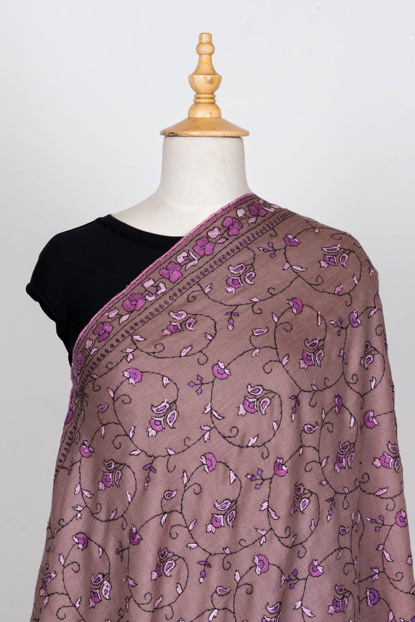 Fiza-e-Gul – Sozni Hand-Embroidered Merino Wool Shawl