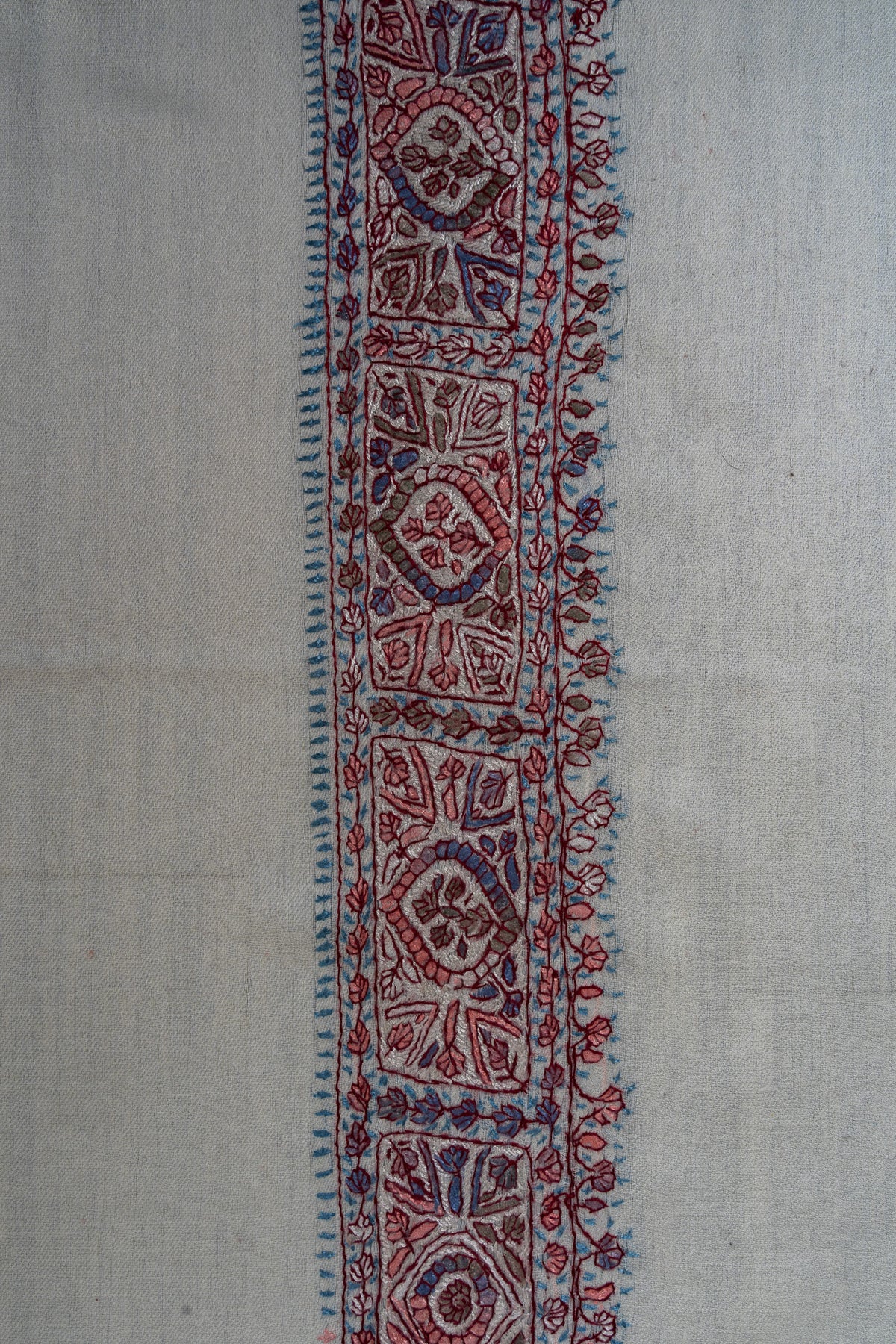Rose Mosaic Rumal — 58" Sozni Hand Embroidered