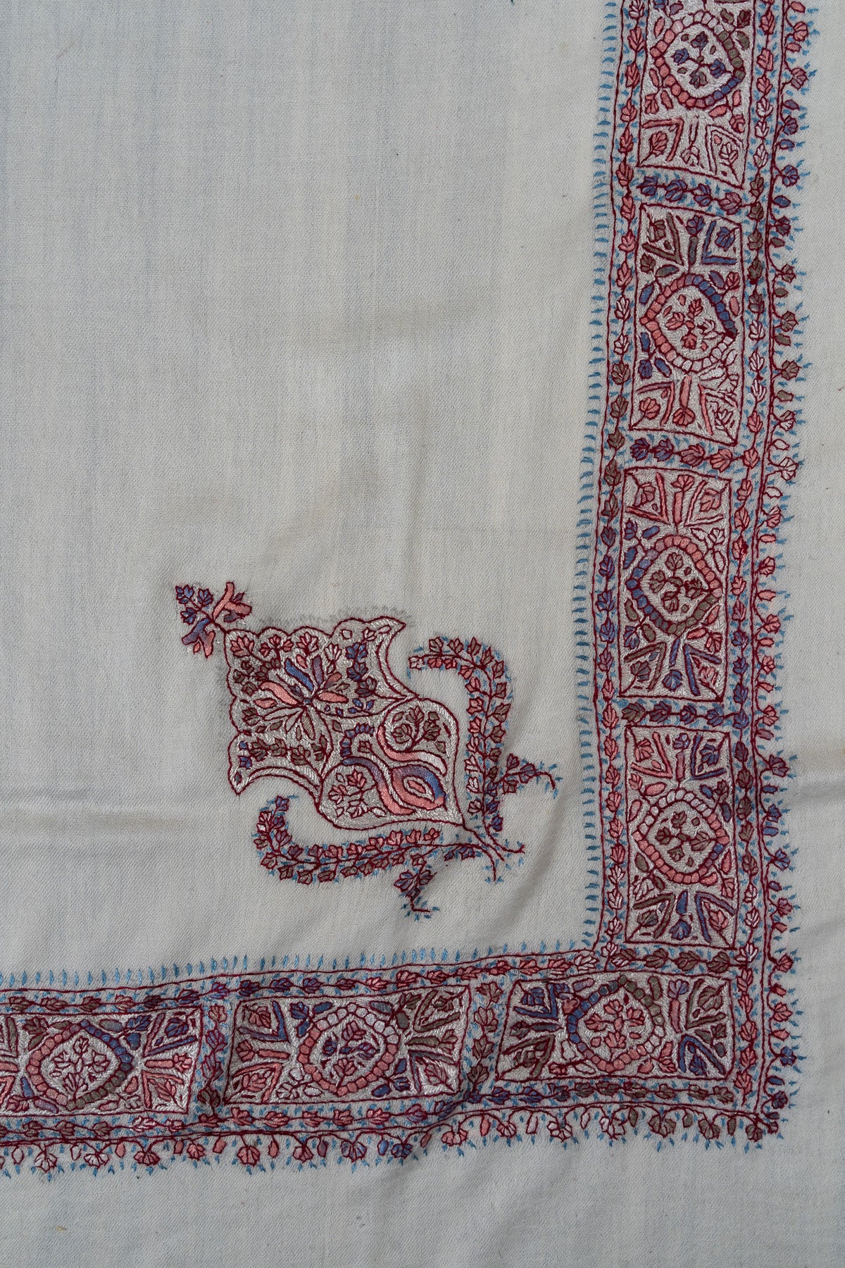 Rose Mosaic Rumal — 58" Sozni Hand Embroidered