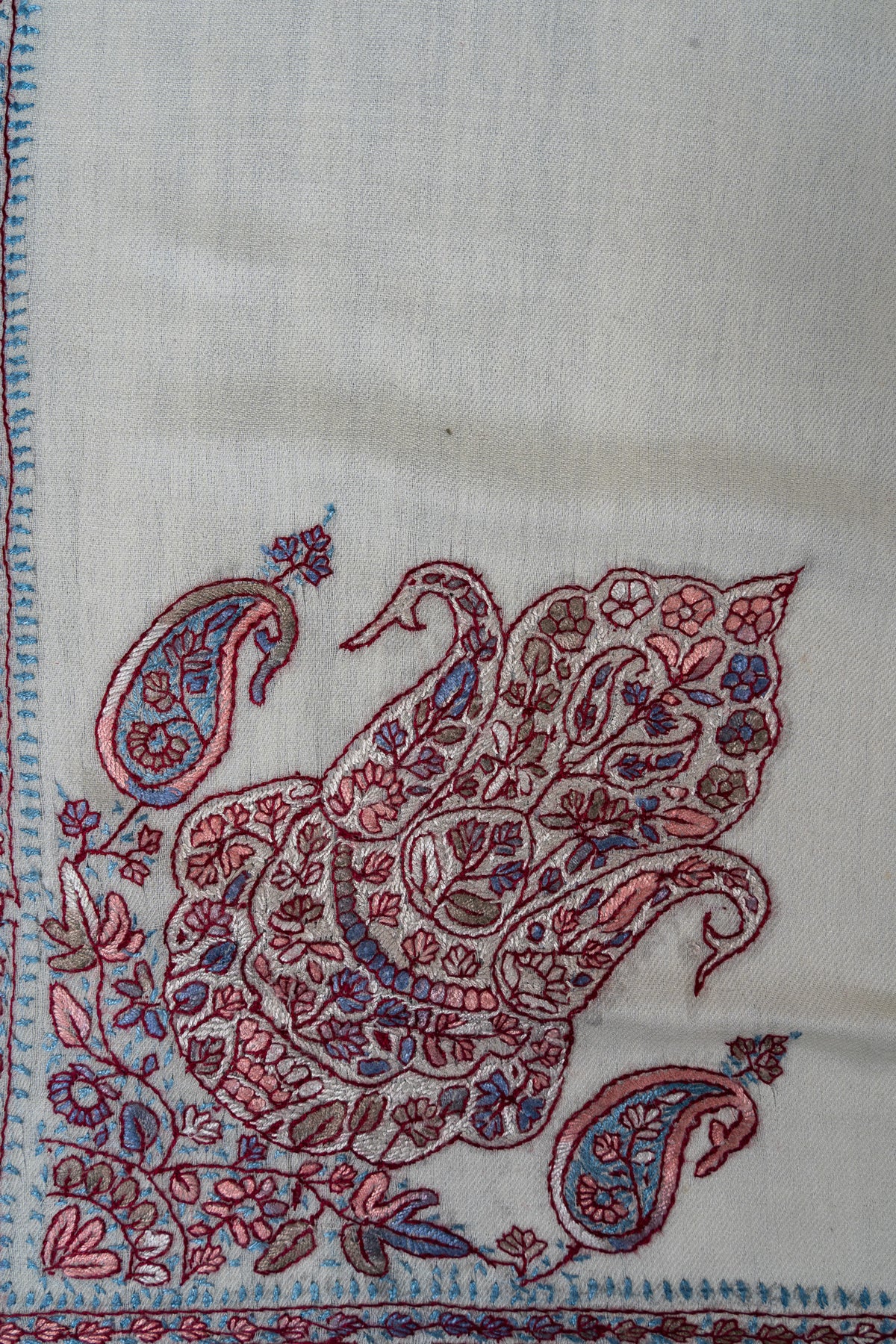 Rose Mosaic Rumal — 58" Sozni Hand Embroidered