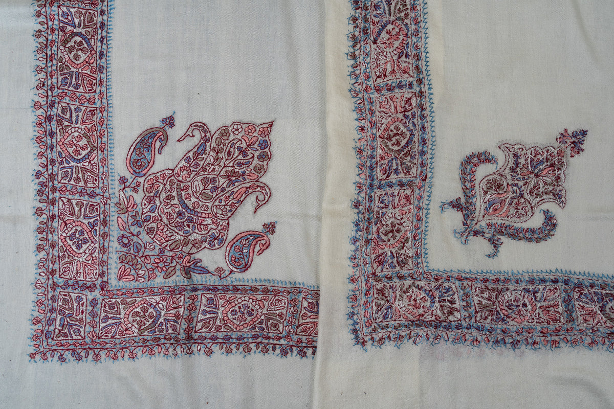 Rose Mosaic Rumal — 58" Sozni Hand Embroidered