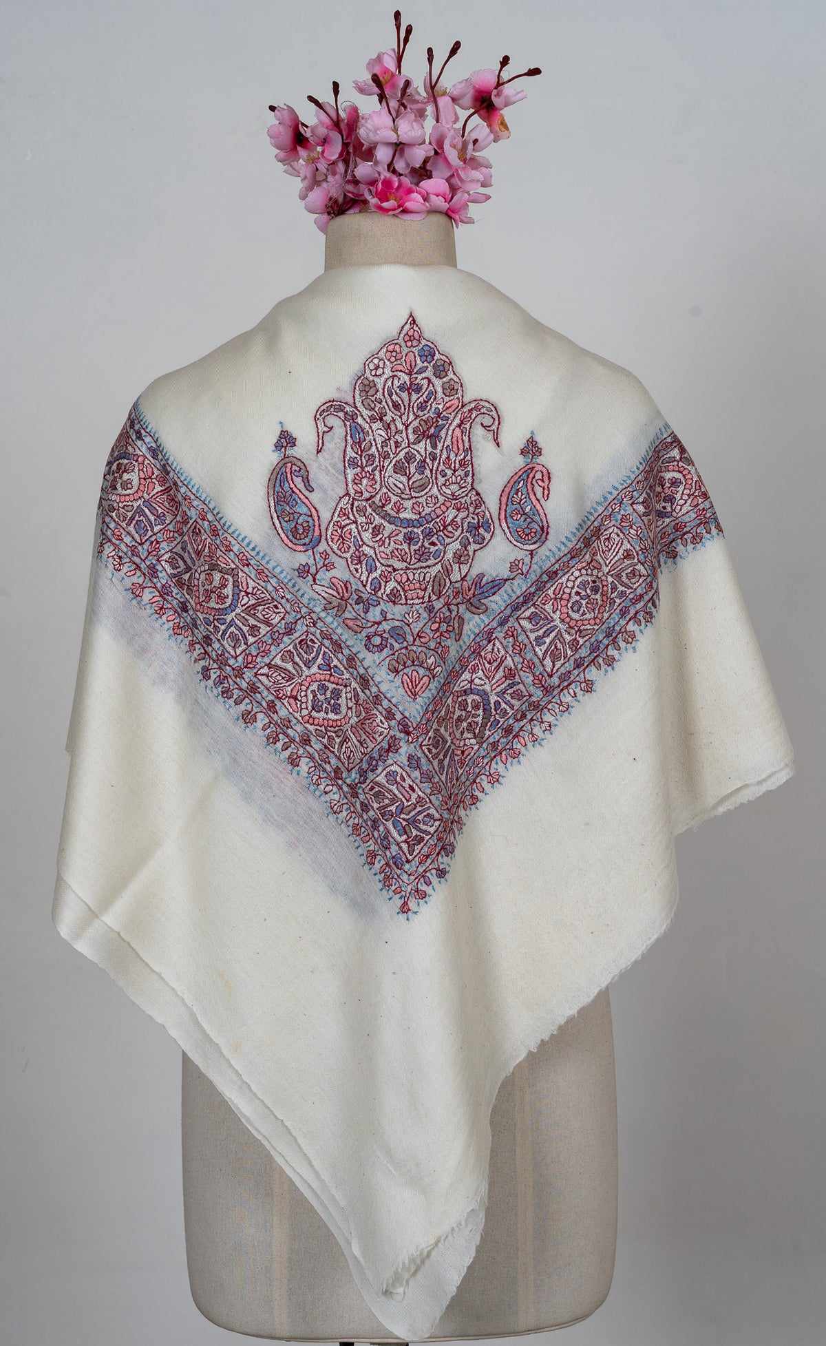 Rose Mosaic Rumal — 58" Sozni Hand Embroidered