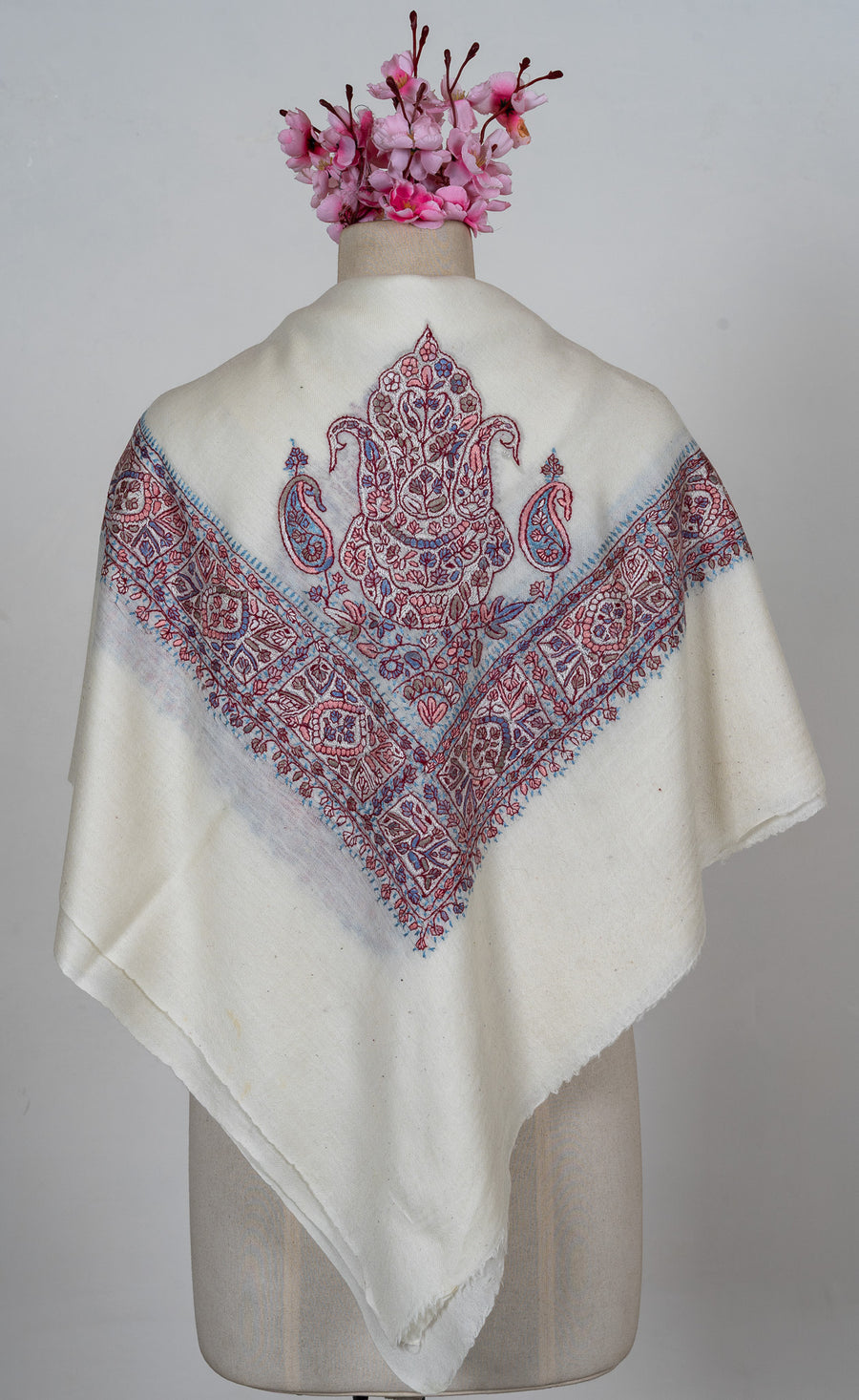 Rose Mosaic Rumal — 58" Sozni Hand Embroidered