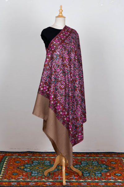 Gulistaan-e-Ishq – Merino Wool Shawl with Hand-Embroidered Sozni Grandeur