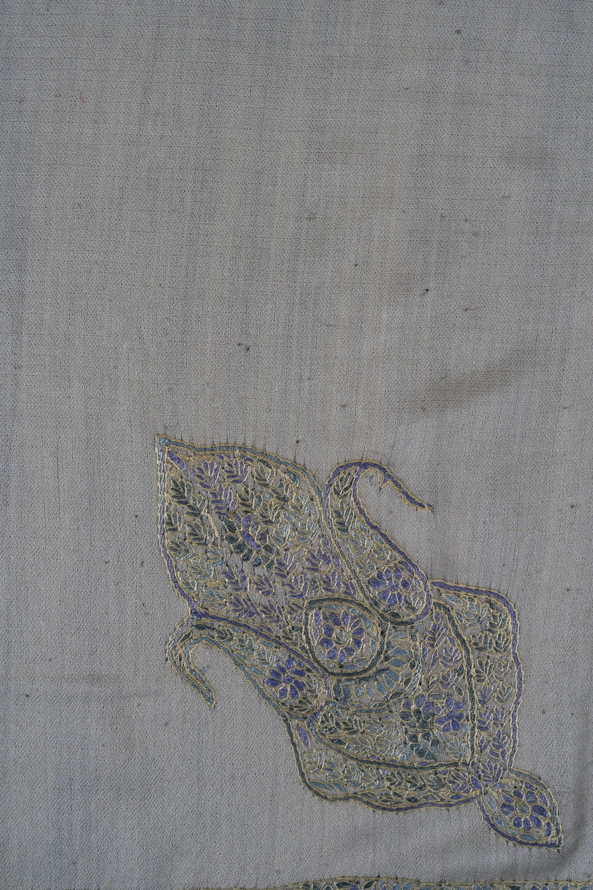 Glacier Bloom Rumal — 58" Sozni Hand Embroidered