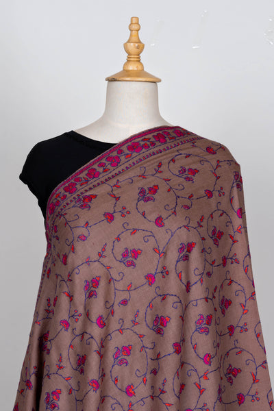 Rang-e-Gul – Sozni Hand-Embroidered Merino Wool Shawl