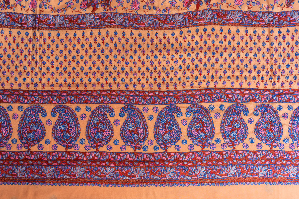 Peach Delight Pure Crepe Saree with Sozni Hand Embroidery
