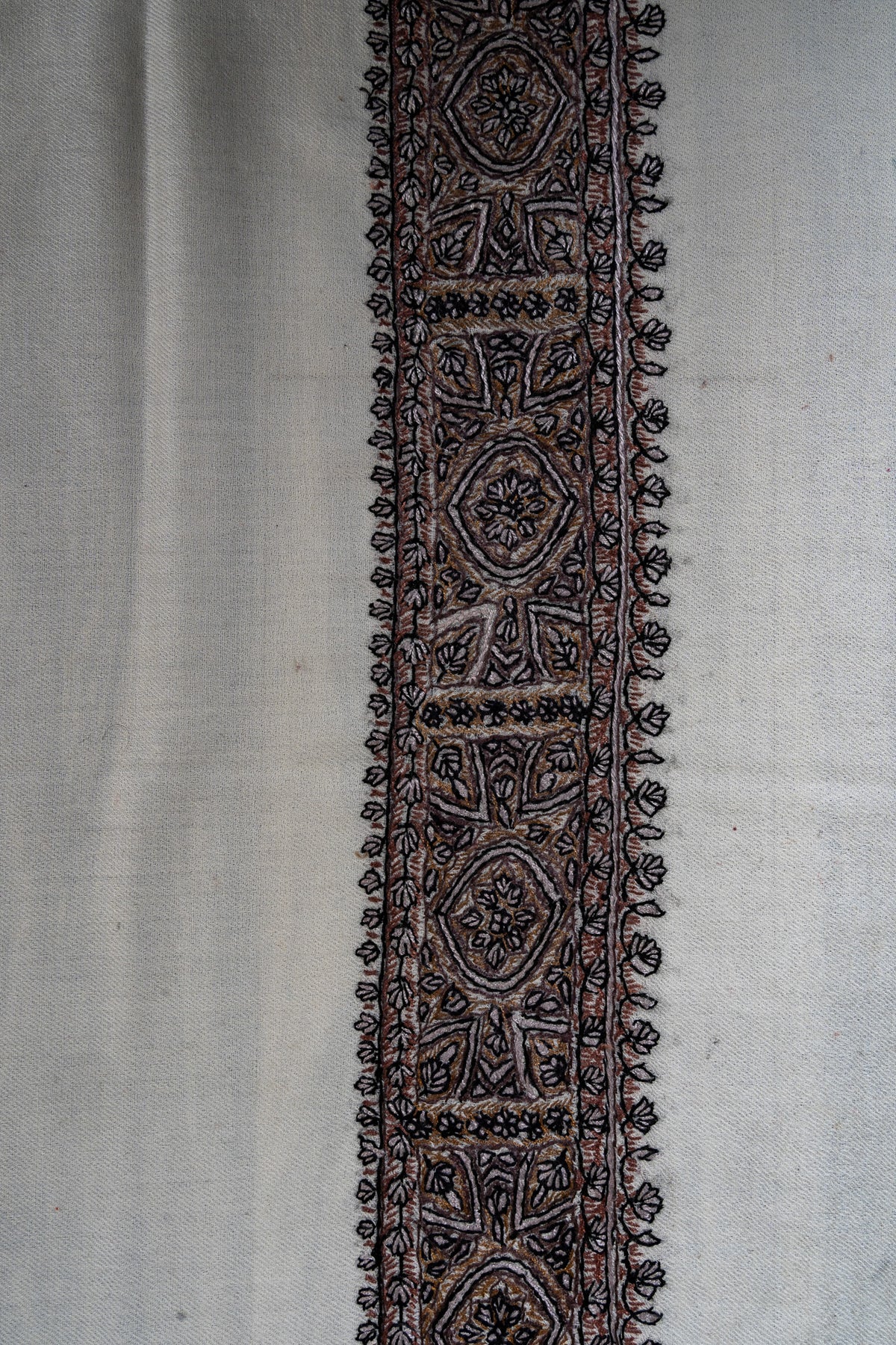 Walnut Crest Rumal — 58" Sozni Hand Embroidered