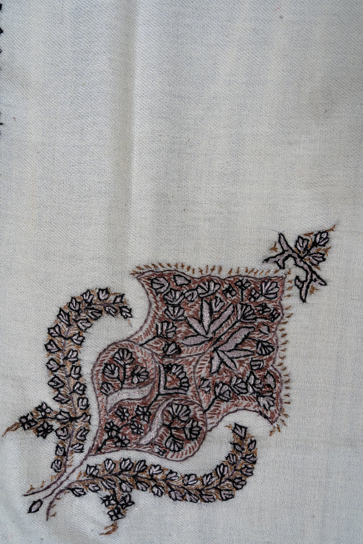 Walnut Crest Rumal — 58" Sozni Hand Embroidered