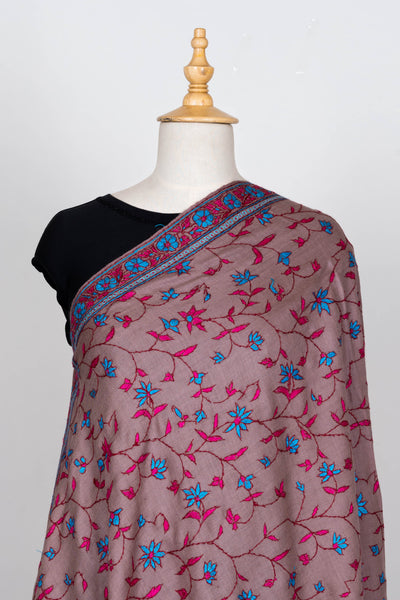 Baagh-e-Naz – Hand-Embroidered Sozni Shawl in Merino Wool