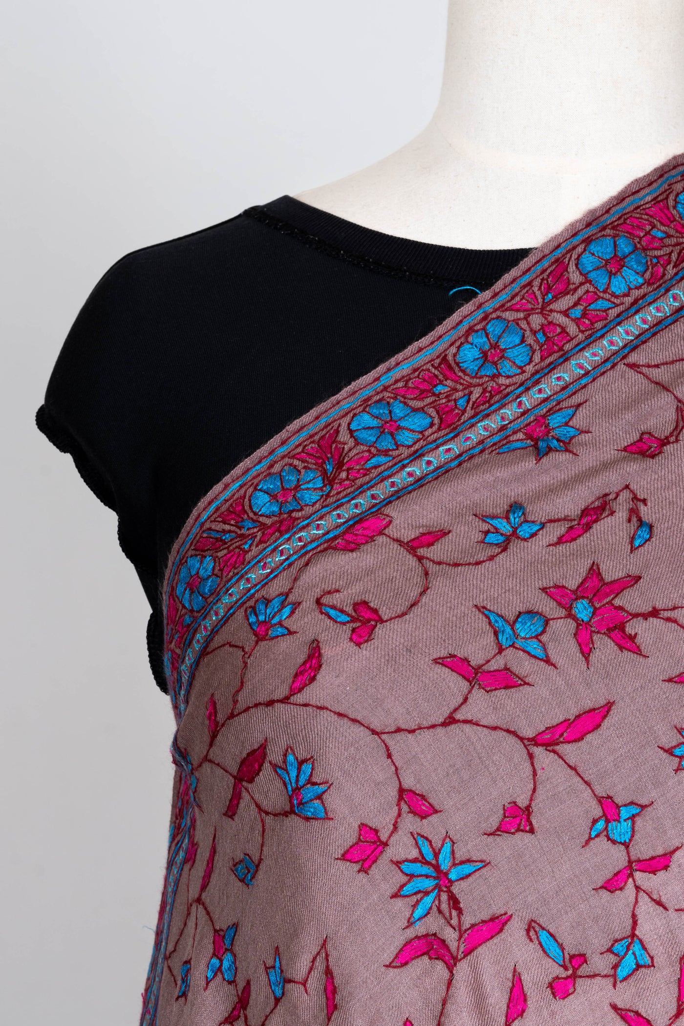 Baagh-e-Naz – Hand-Embroidered Sozni Shawl in Merino Wool