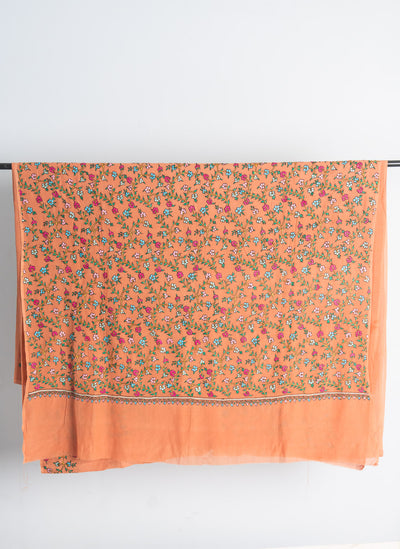 Elegant Floral Pure Chinon Saree with Sozni Hand Embroidery