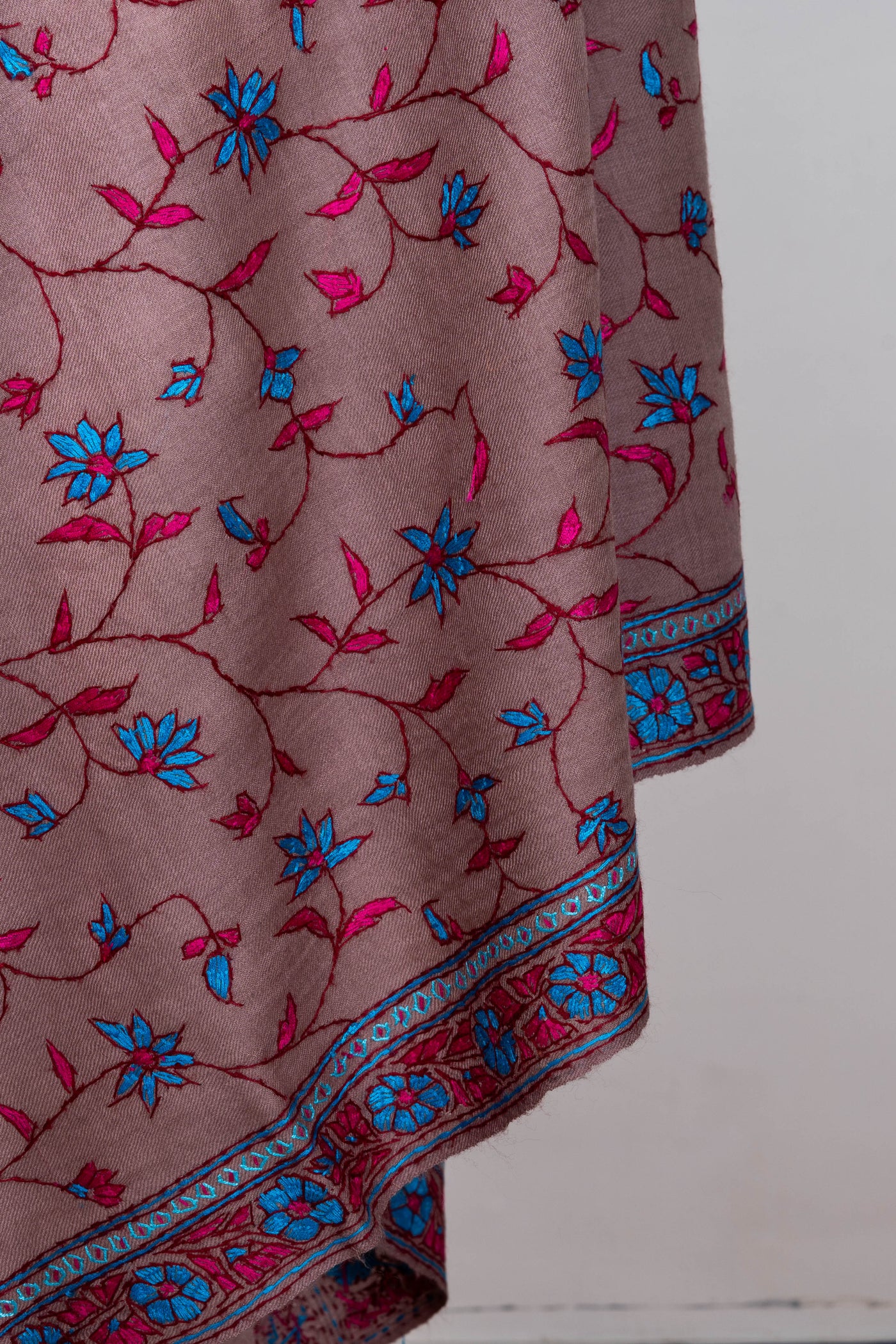 Baagh-e-Naz – Hand-Embroidered Sozni Shawl in Merino Wool