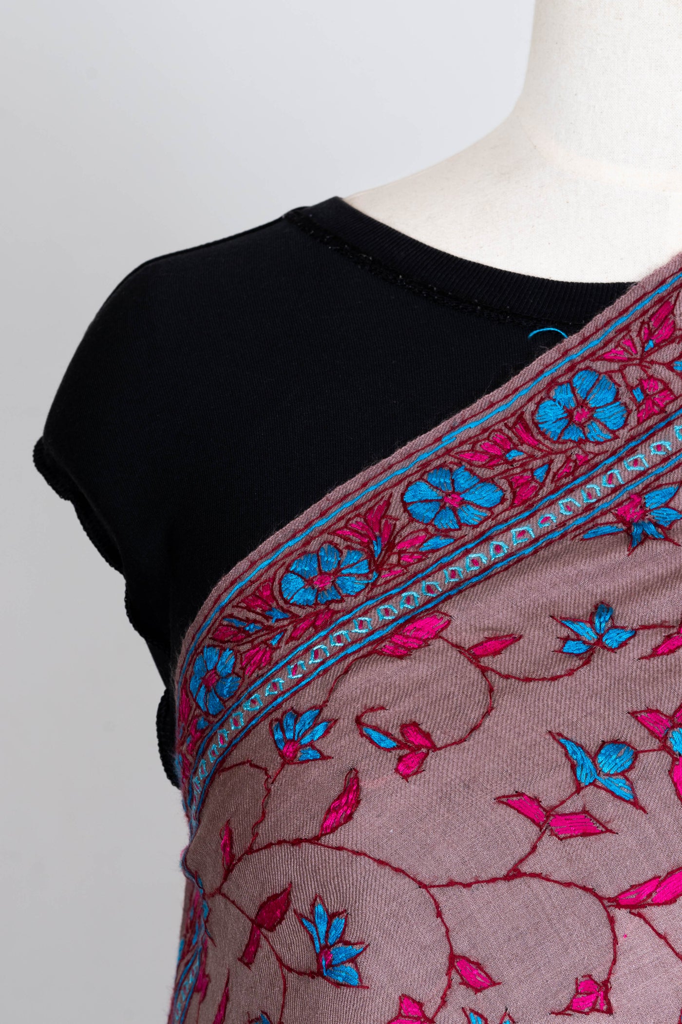 Baagh-e-Naz – Hand-Embroidered Sozni Shawl in Merino Wool