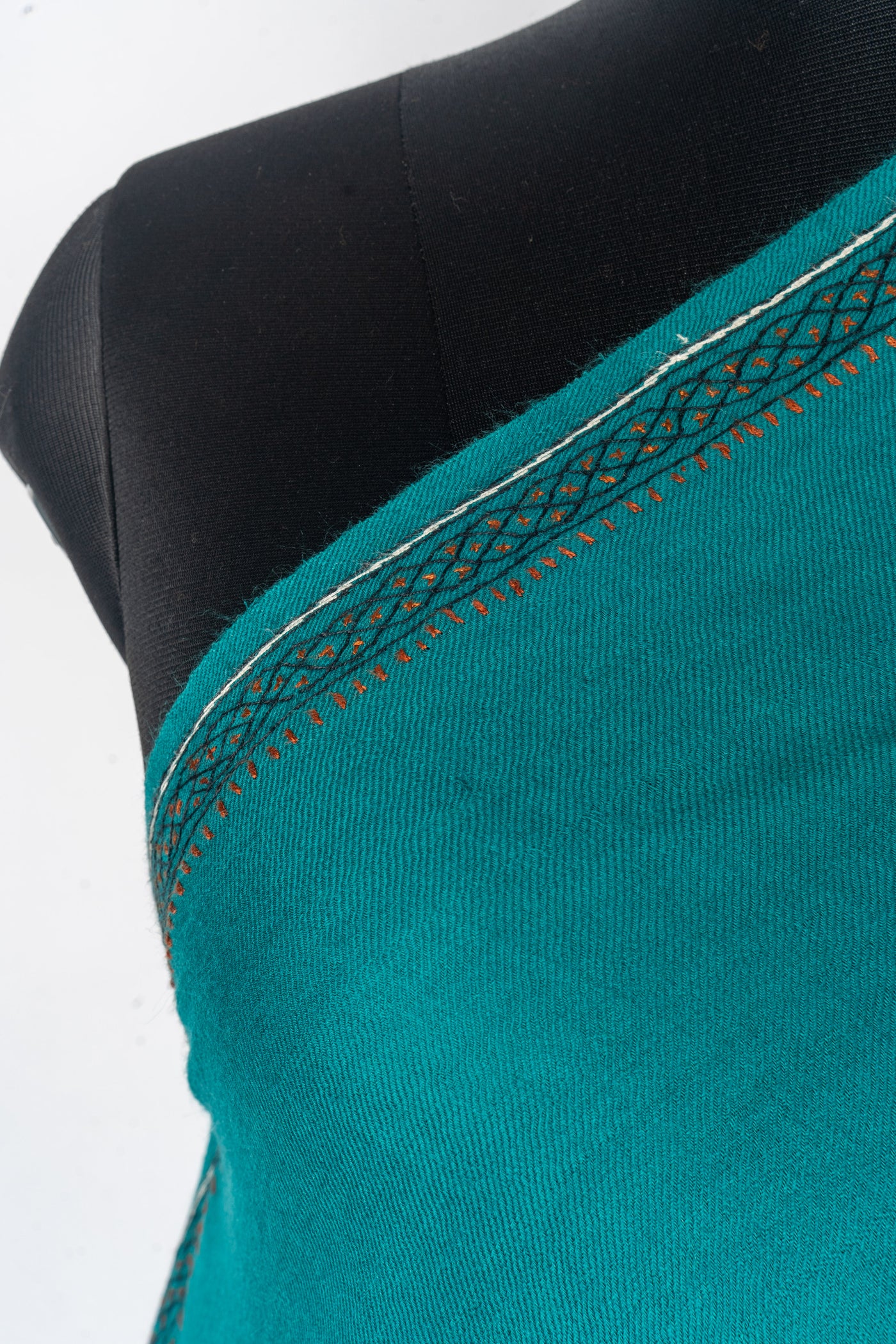 Teal Elegance: Kashmiri Hand Embroidered Shawl