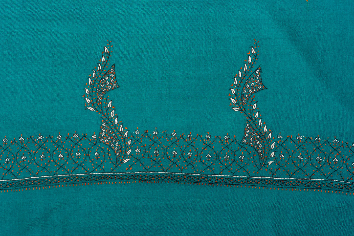 Teal Elegance: Kashmiri Hand Embroidered Shawl