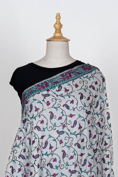 Chandni Gul – Merino Wool Shawl with Sozni Hand Embroidery