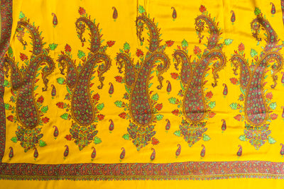 Radiant Yellow Pure Crepe Saree with Sozni Hand Embroidery