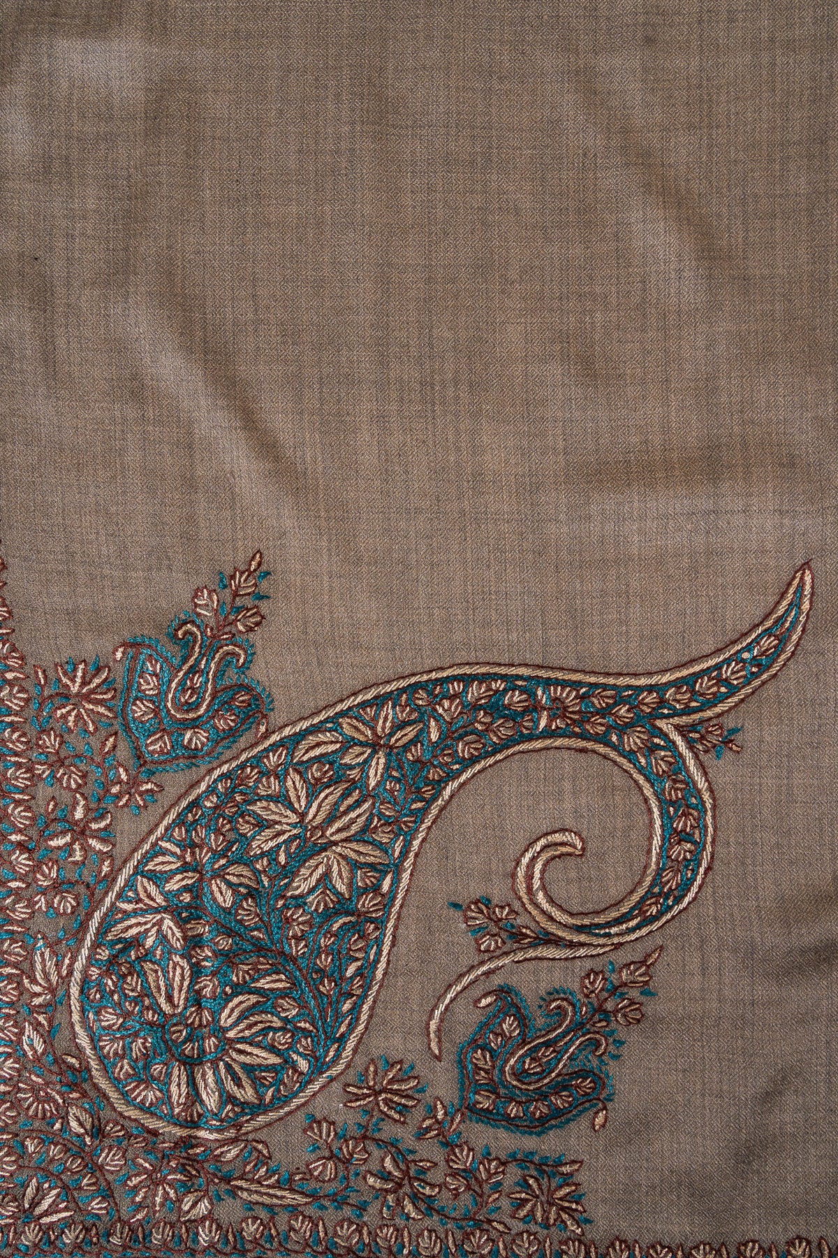 Teal Hearth Rumal — 58" Sozni Hand Embroideredv