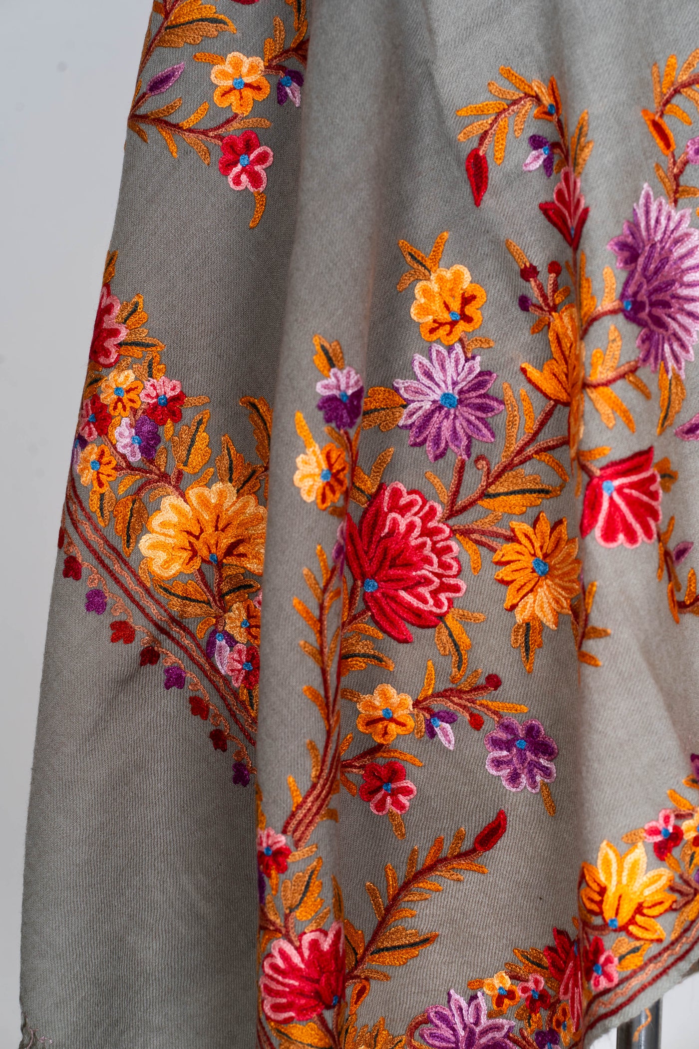 Gul-e-Sahar – Merino Wool Scarf with Hand Aari Embroidery