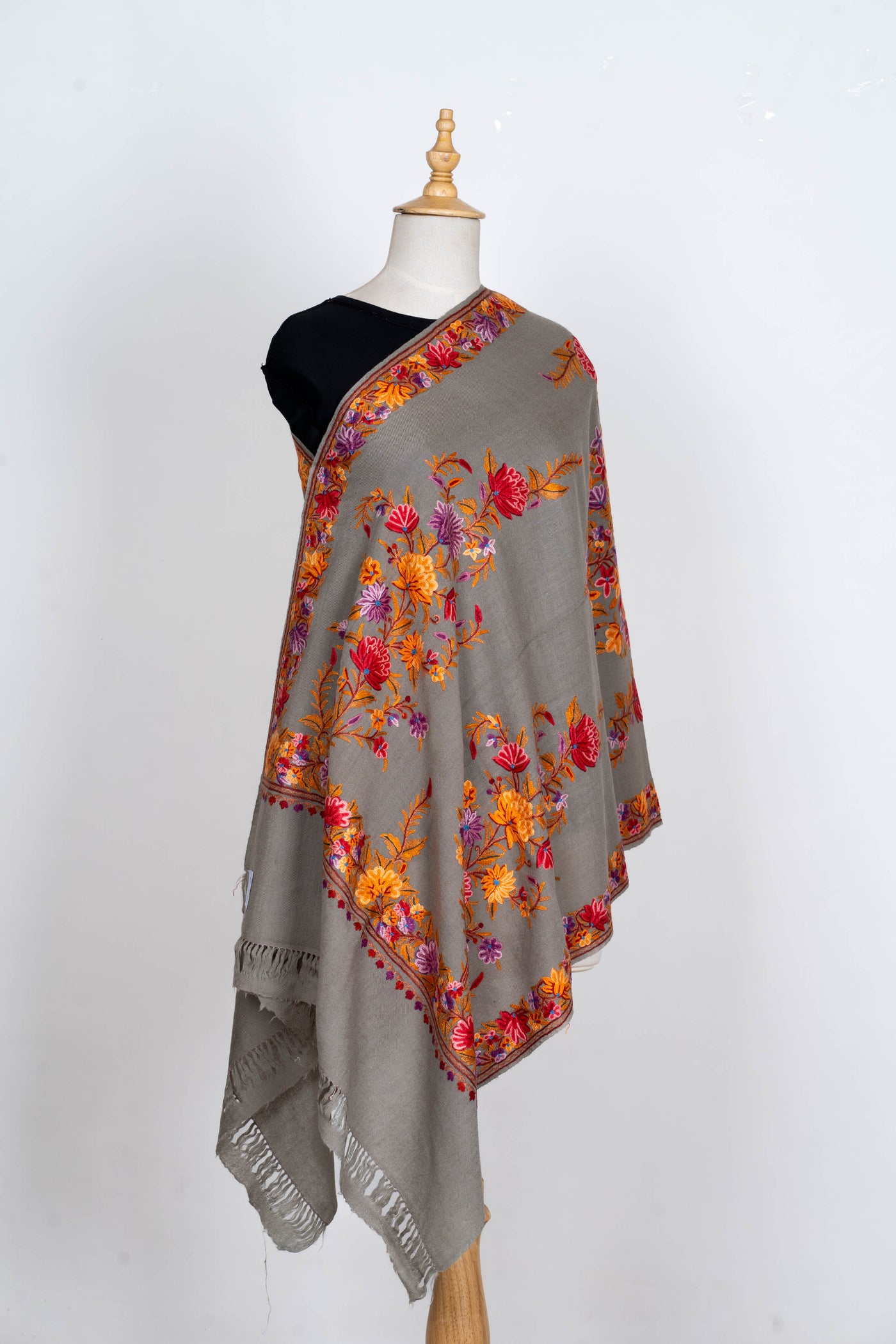 Gul-e-Sahar – Merino Wool Scarf with Hand Aari Embroidery