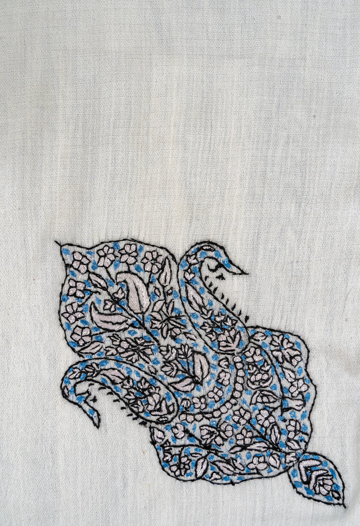 Azure Lattice Rumal — 58" Sozni Hand Embroidered