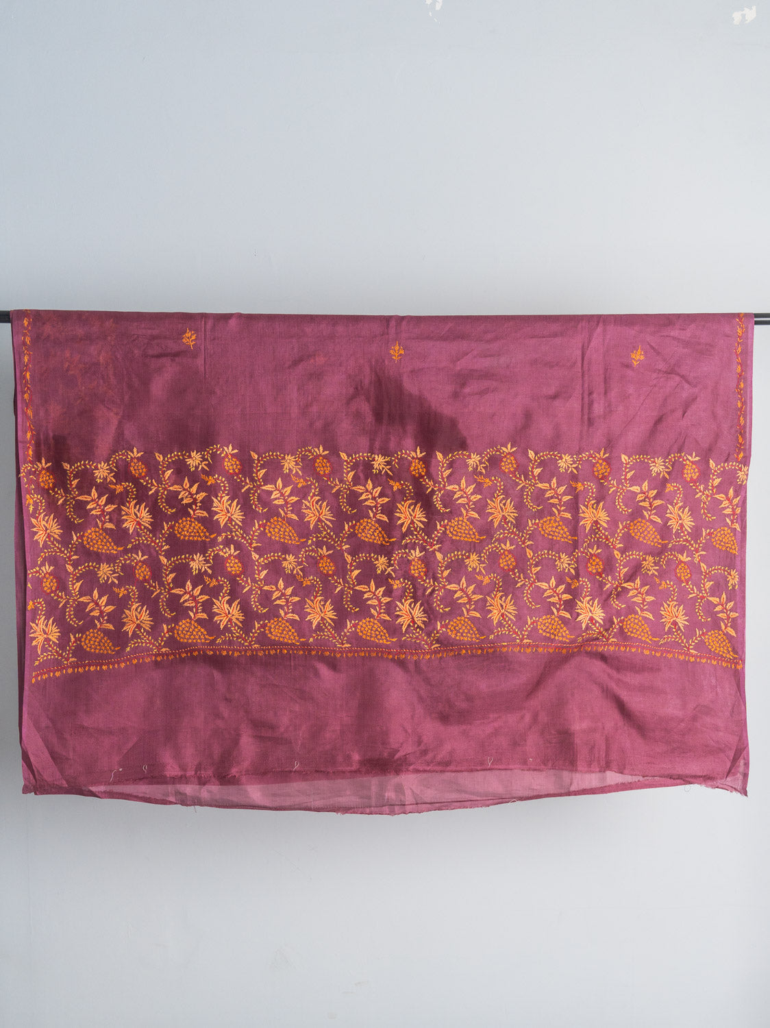 Royal Plum Tabby Silk Saree with Sozni Hand Embroidery