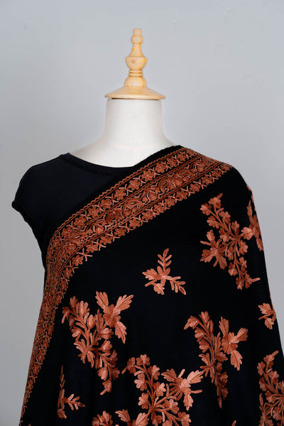 Shabnam-e-Zar – Hand Aari Embroidered Merino Wool Scarf