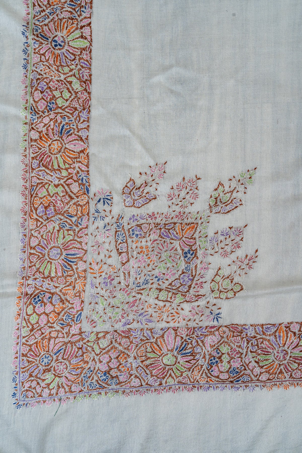 Meadow Prism Rumal — 58" Sozni Hand Embroidered