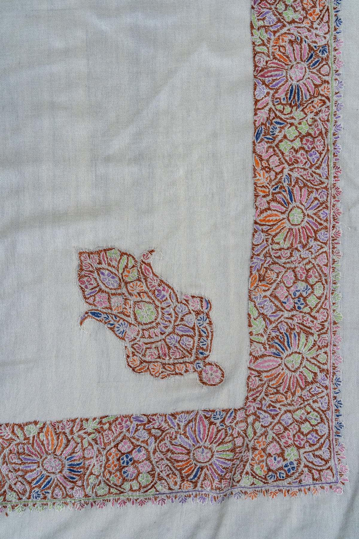 Meadow Prism Rumal — 58" Sozni Hand Embroidered