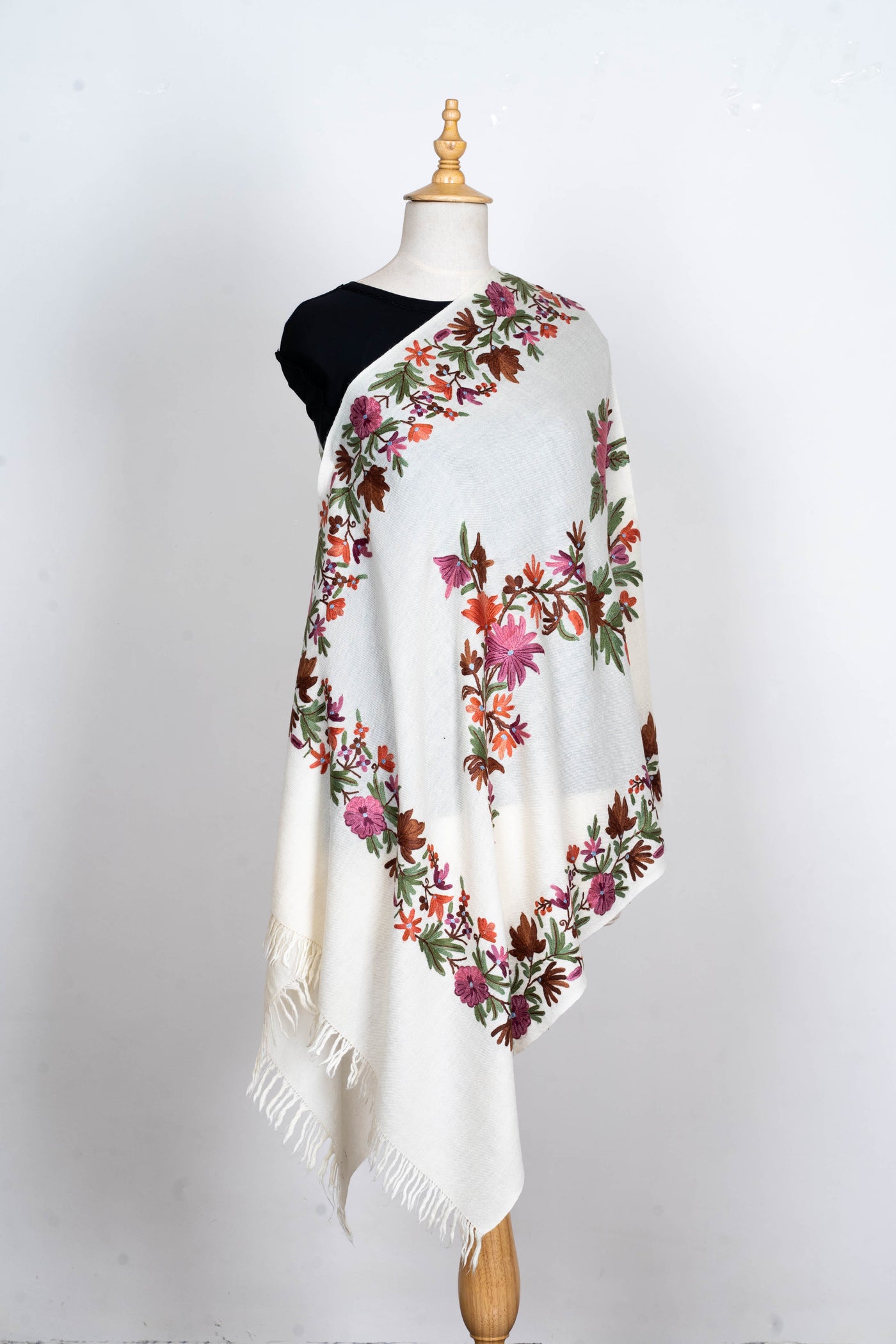 Chandni Baagh – Merino Wool Scarf with Hand Aari Embroidery