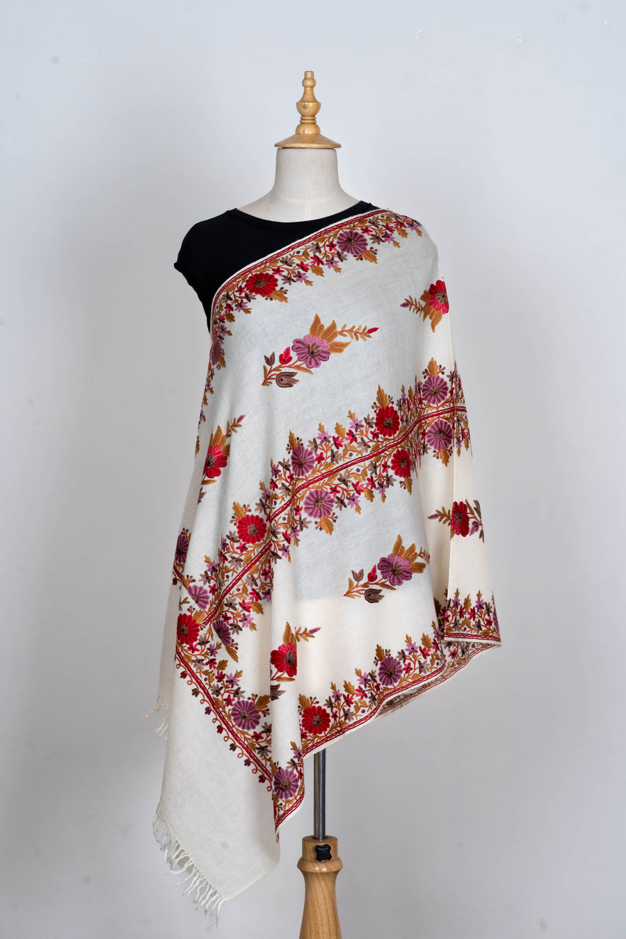 Gulshan-e-Itr – Hand Aari Embroidered Merino Wool Stole