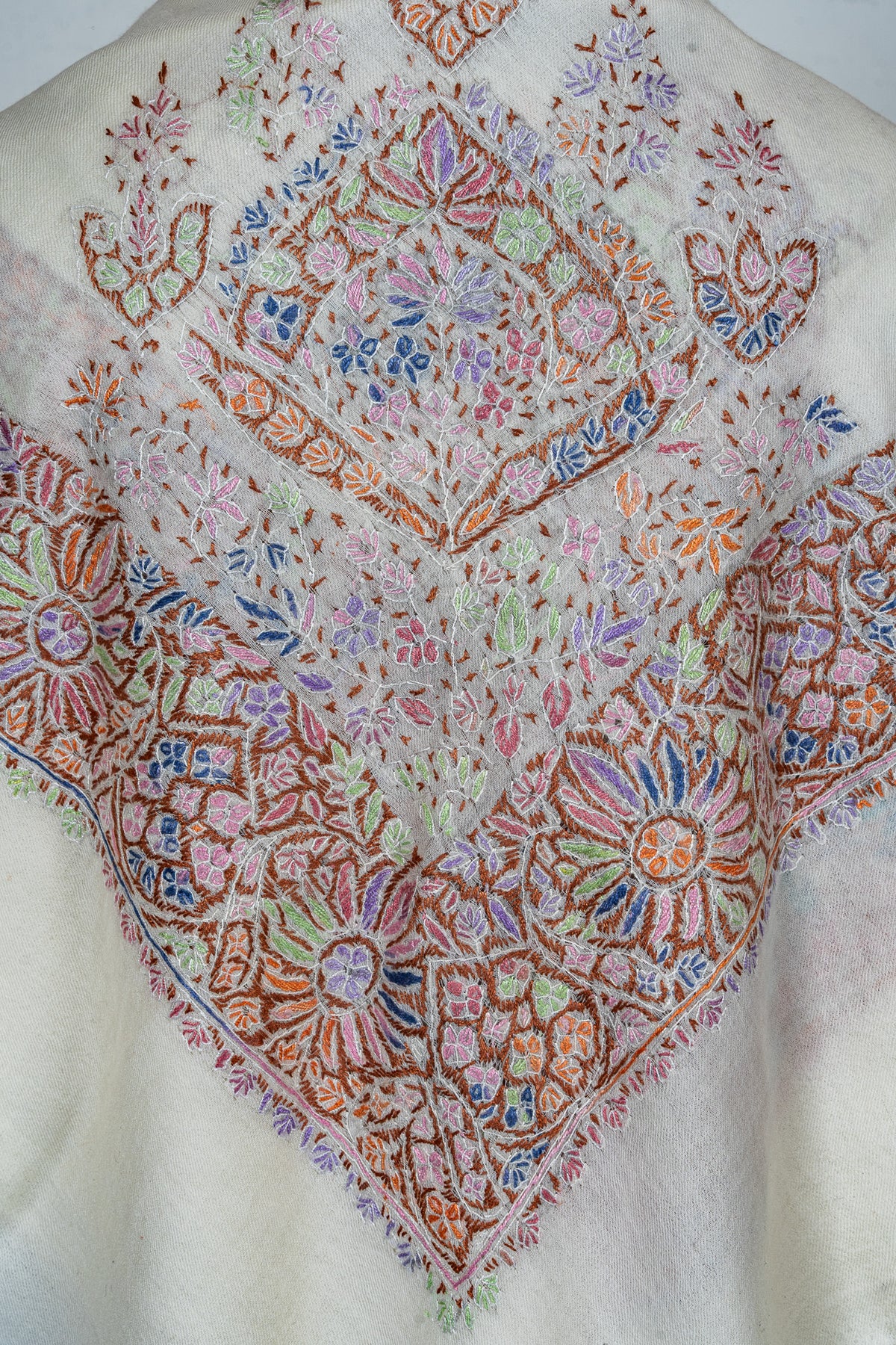 Meadow Prism Rumal — 58" Sozni Hand Embroidered