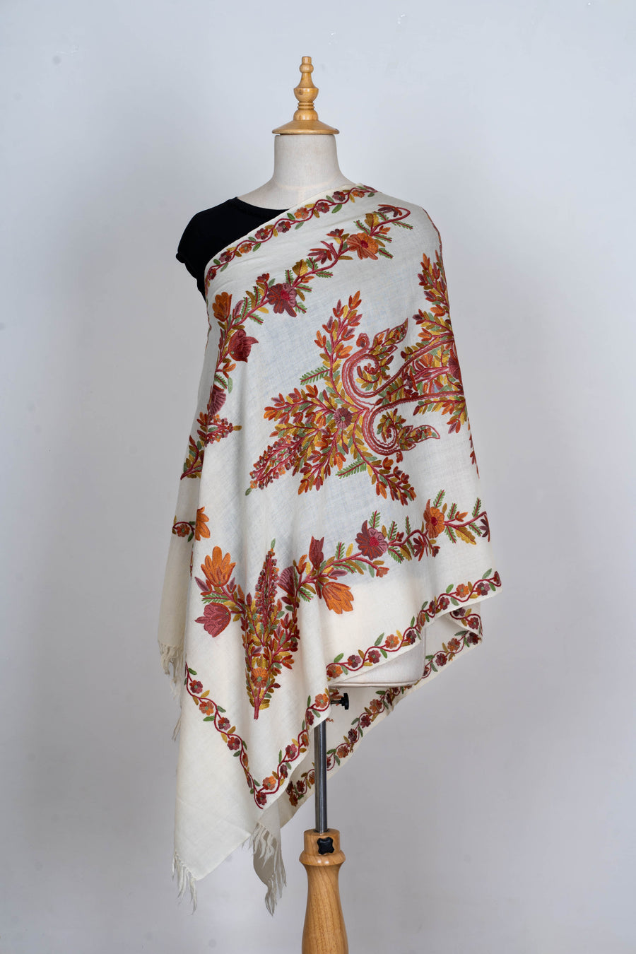 Bahaar-e-Zar – Hand Aari Embroidered Merino Wool Stole