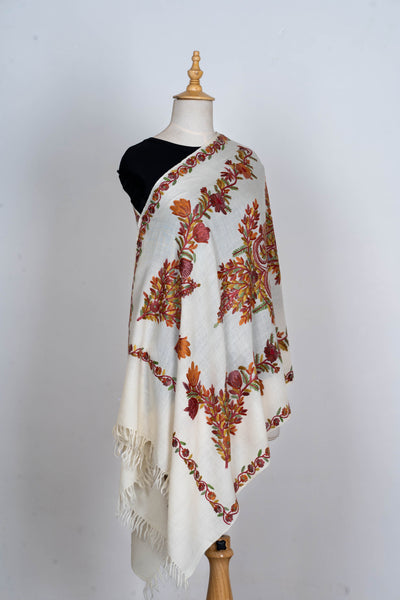 Bahaar-e-Zar – Hand Aari Embroidered Merino Wool Scarf