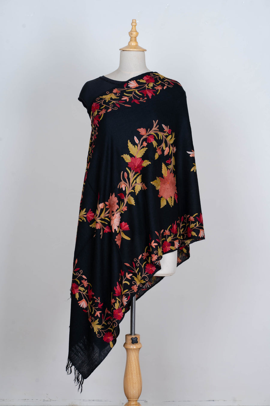 Shab-e-Gul – Merino Wool Stole with Hand Aari Embroidery