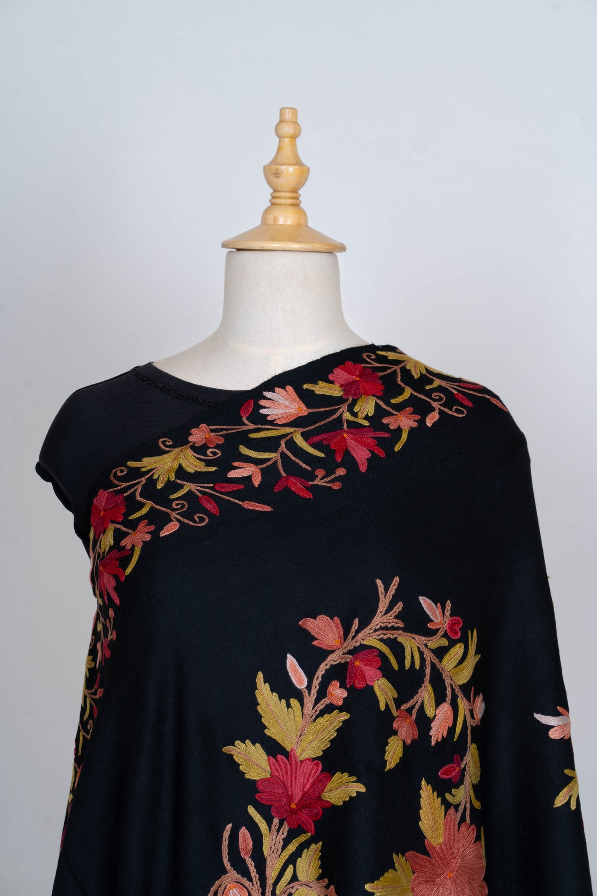 Shab-e-Gul – Merino Wool Stole with Hand Aari Embroidery