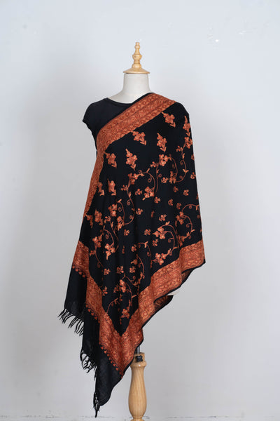 Shabnam-e-Zar – Merino Wool Scarf with Hand Aari Embroidery