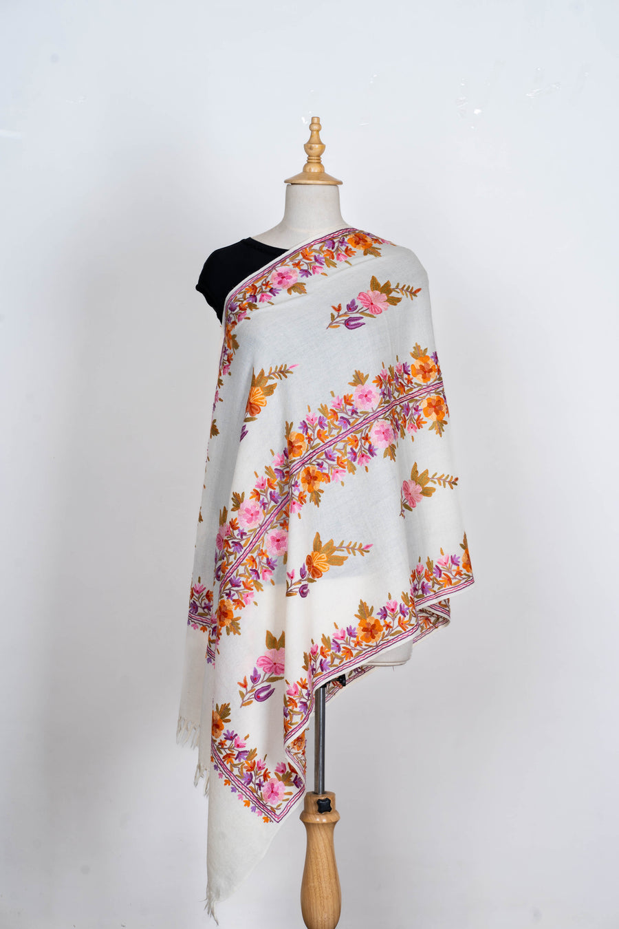 Gul-e-Afroz – Hand Aari Embroidered Merino Wool Stole