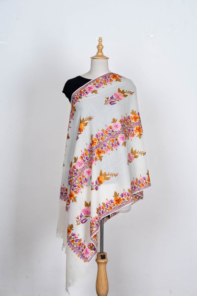 Gul-e-Afroz – Hand Aari Embroidered Merino Wool Scarf