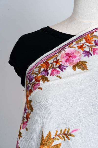 Gul-e-Afroz – Hand Aari Embroidered Merino Wool Scarf