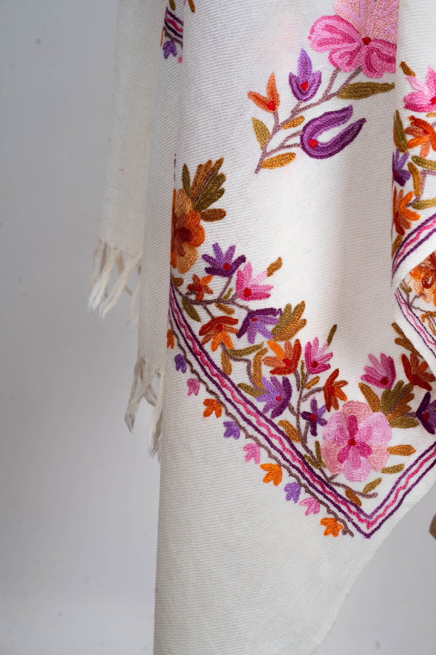 Gul-e-Afroz – Hand Aari Embroidered Merino Wool Scarf