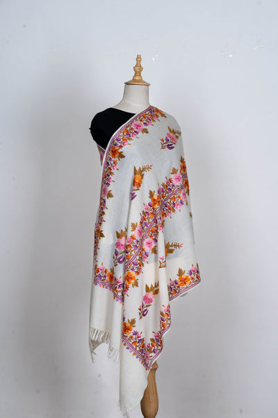 Gul-e-Afroz – Hand Aari Embroidered Merino Wool Scarf