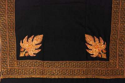 Embroidered Midnight Shawl: Handcrafted Elegance from Kashmir