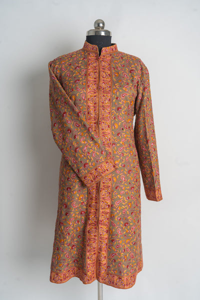 Handcrafted Earthy Elegance Kashmiri Long Jacket