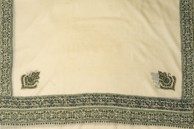 Ivory Elegance: Kashmiri Hand Embroidered Shawl