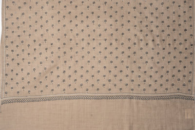 Heritage Charm: Sozni Hand-Embroidered Merino Wool Shawl in Desert Beige