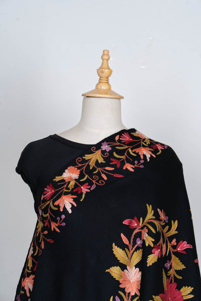 Gul-e-Shaam – Merino Wool Scarf with Hand Aari Embroidery